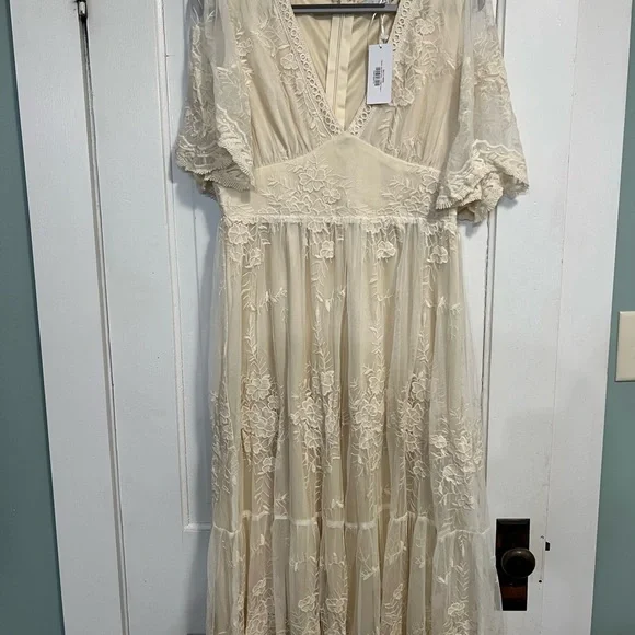 Baltic Born | Dresses | Baltic Born Clarissa Lace Midi Dress Cream |  Poshmark